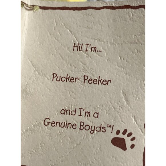 Boyds Pucker Peeker Plush From The Head Bean Collection - Picture 3 of 10